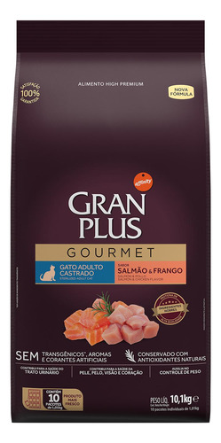 Granplus Gourmet Gato Castr Salmão Frango Pac Ind 10x1,01kg