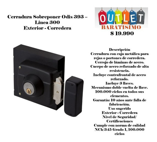 Cerradura Sobreponer Oister 110