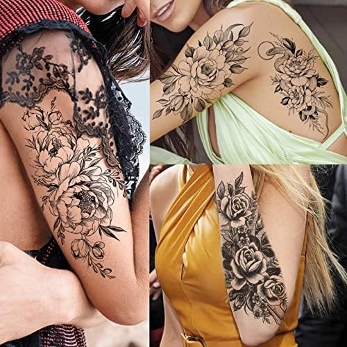 Vantaty 63 Hojas De Tatuajes Temporales Realistas De Flor De