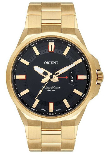 Relógio Orient Masculino Dourado Mgss1221 P1kx Cor Do Fundo Preto