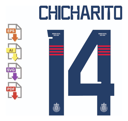 Chicharito 14 Chivas Vector 2023-24 Pdf. Eps. Svg. Png