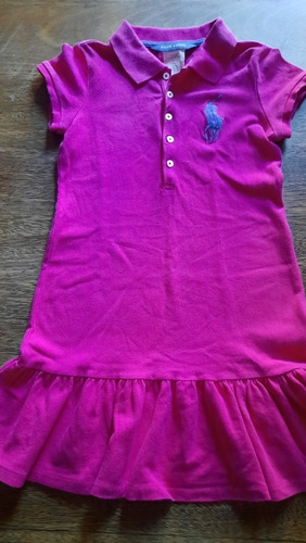 Vestido Niña Ralph Lauren Talle 7 Fucsia Original Con Detall