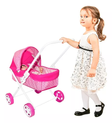 Bebe Reborn Princesa Silicone + Carrinho De Passeio Luxo