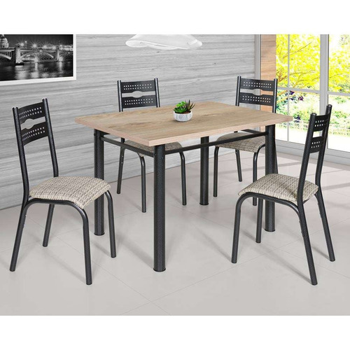 Conjunto De Mesa Com 4 Cadeiras De Cozinha Luna Preto