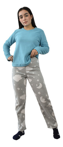Pijama Mujer Polar Pantalon Y Playera Redondo 2pz
