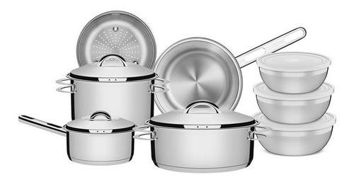 Bateria Cocina Olla Cacerola Acero Tramontina 5pz Induccion