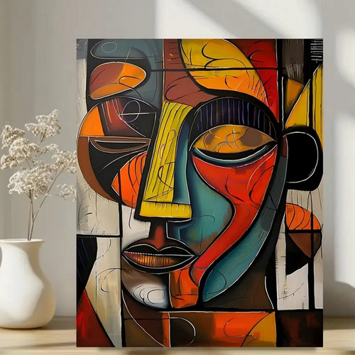 Pintura Por Números Diy Rostro Abstracto 50 X 40 Blanco