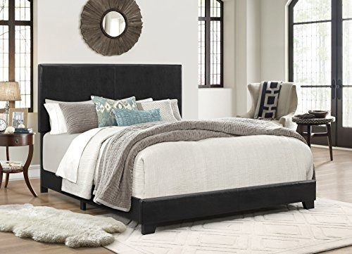 Cama Tapizada Con Paneles Crown Mark En Color Negro, Reina