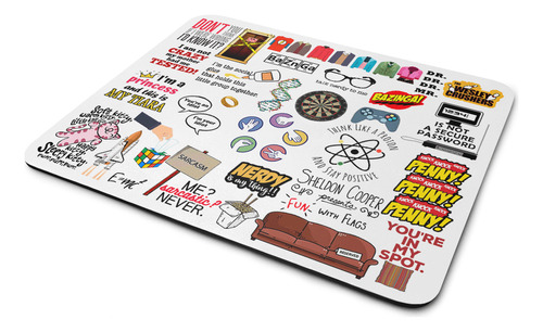 Mouse Pad Geek Icons Moments White - The Big Bang Theory