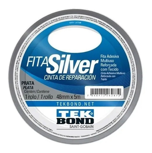 Cinta Ductape Tekbond Silver Tape 48 mm x 5 m Cor cinza/Prata