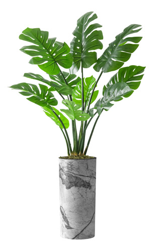 Arbol Artificial Maceta Efecto Marmol Gris Seda Monstera 65 