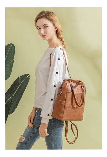 Mochila Antirrobo Impermeable De Cuero Genuino Para Mujer