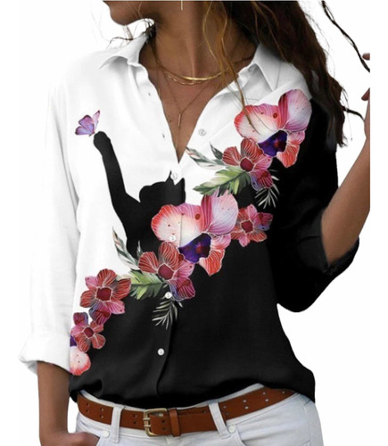 Blusa Camisa Feminina Social Elegante Multi Print Nabes