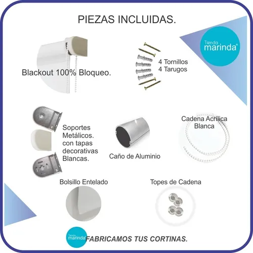 Cortina Roller Blackout 165 Ancho X 215 Alto 100% Bloqueo.