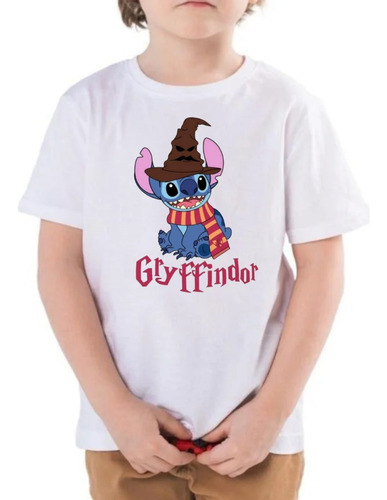 Camisa Infantil E Adulto Stitch Bruxu Harry Gryffindor Geek