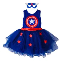 Comprar Vestido Disfraz Niña Antifaz Niña Capitán America Niña Fiesta Héroes Heroina Día Del Niño Cumpleaños