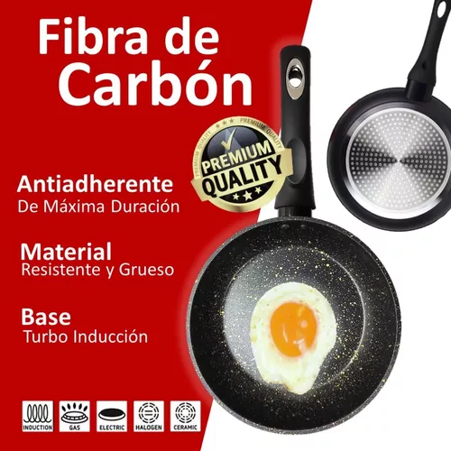 Juego de 3pz Sartenes con Recubrimiento Antiadherente de Ceramica Con Fibra  De Carbon, Moda de Mujer