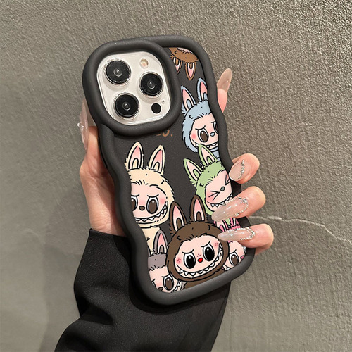 Sh Carcasa For iPhone Labubu Macaron Candy Color Wave