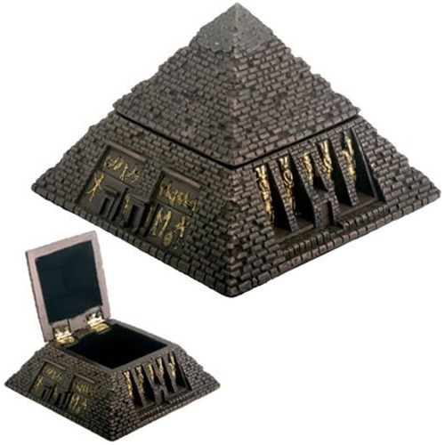 Egipcio Caja Pequena Piramide De Bronce Abalorios Egipto J