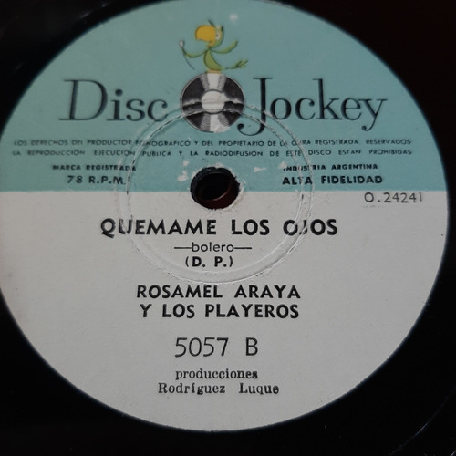 Pasta Rosamel Araya Y Los Playeros Disc Jockey C419