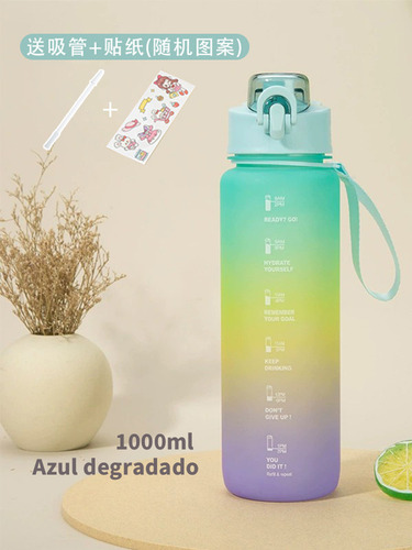 Coqueteleira com design gradiente para suplementos esportivos, cor azul