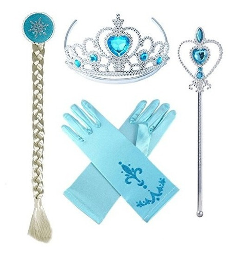 Vestido De La Princesa Elsa Arriba Partido Azul Accesorios F