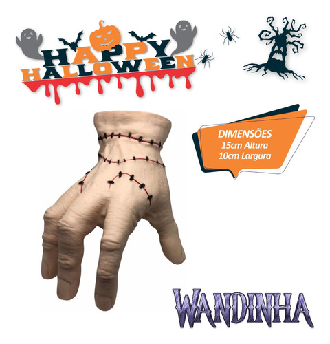 Maozinha Wandinha Mão Família Addams Decoração Halloween 