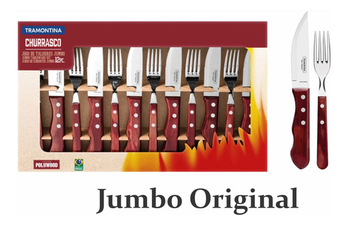 Faqueiro Churrasco Jumbo Tramontina 24 Pç Polywood Vermelho