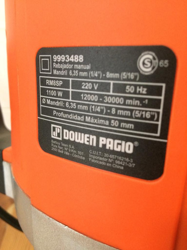 Fresadora Dowen Pagio Rm8sp 1100w 220v Usada Impecable! (Usado)
