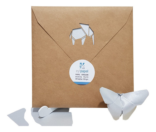 Papel Para Origami : 15x15 Plata Perlado Pack X 20 Hojas