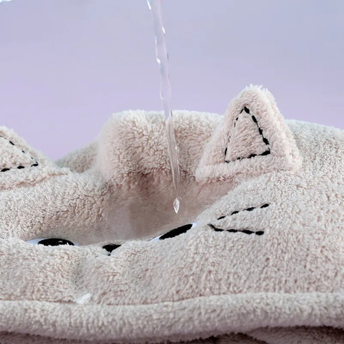 Toalla Turbante De Microfibra Suave Secado Rápido Chufi Gris Gatito
