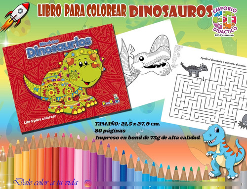 Libro Para Colorear  Mandalas Dinosaurios