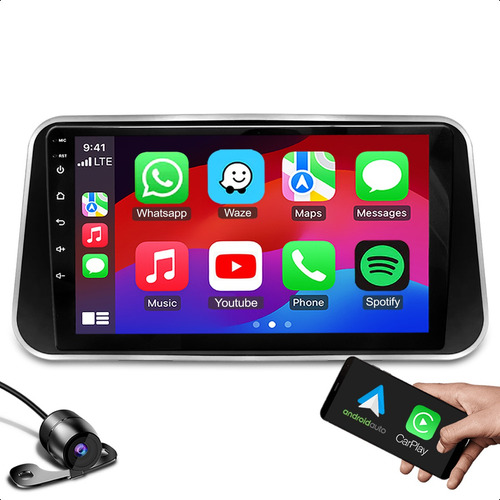 Midia Android 2 Din 9 Polegadas Carplay Sem Fio + Moldura