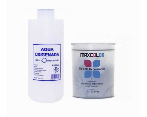 Polvo Decolorante 500g Maxcolor + Agua 1000ml Flora