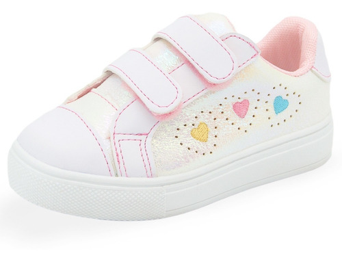 Tenis Niña Moda Velcro Corazones Memory Foam 13-17.5