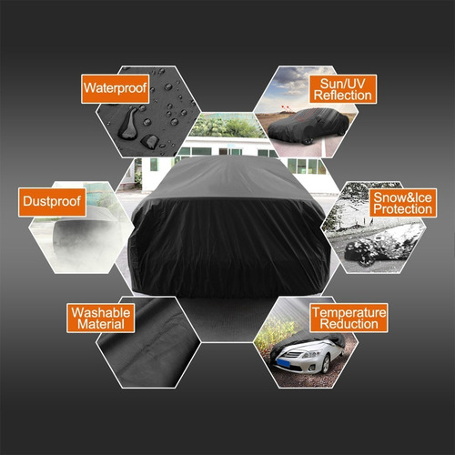 Para Funda Protectora Impermeable Auto 490x180x160cm Negro