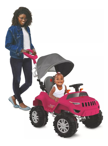 Super Banjipe Reclinável Com Capota Passeio E Pedal Rosa Cor Andador Pedal Passeio Superjipe Rosa