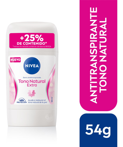 Desodorante Nivea Barra Tono Natural Extra Femenino 54g