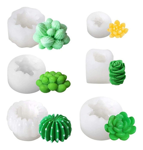 6 Moldes De Silicone Suculentos E Moldes De Resina De Flor D