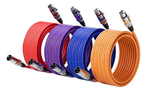 Ebxya Cable Xlr De 35 Pies, Paquete De 4 Cables Xlr Macho A 