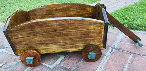 Carrito Infantil De Arrastre De Madera Para Juguetes O Leña (Usado)