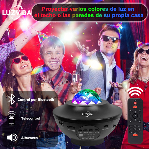 Luzvida 360° Luces De Escenario Fiestas Con Altavoz Bluetooth Multimodo Y Multicolor Auto Cañones Led Proyector De Estrellas Galaxia Lampara Rgb Dj Led Cabezas Roboticas Beam Fiestas, Boda Bar Ktv