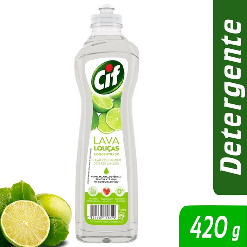 Detergente Concentrado Cif Clear Poder 100 Limoes 420 Ml