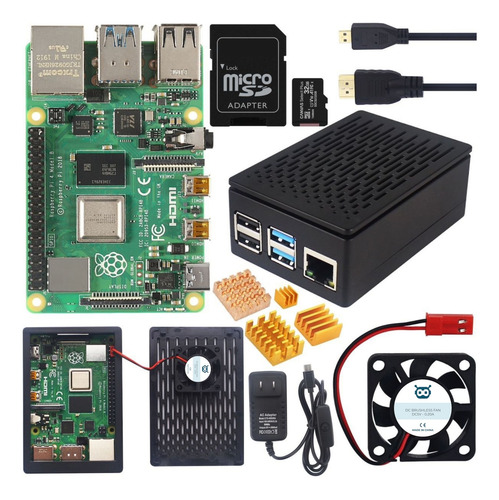 Raspberry Pi 4 8gb Case Ventilador Sd 64gb Hdmi Pi4 B Kit