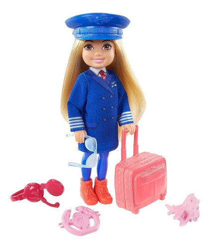 Chelsea Con Traje De Piloto Muñeca Barbie Profesional Mattel