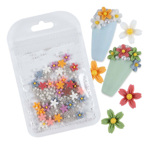 Joyas Para Uñas De Color Mate De Cinco Flores, 40 Bolsas De
