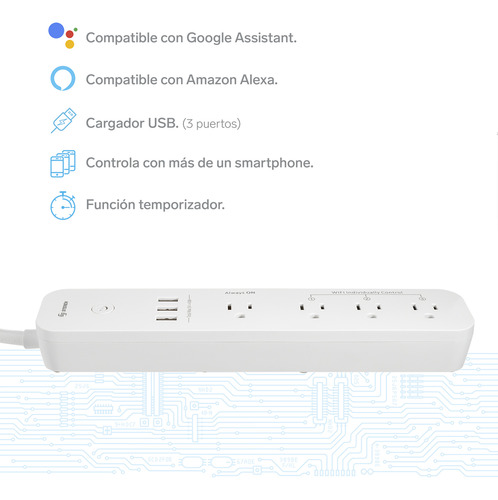 Barra Multicontactos Wifi 4 Salidas 3 Puertos Usb Steren
