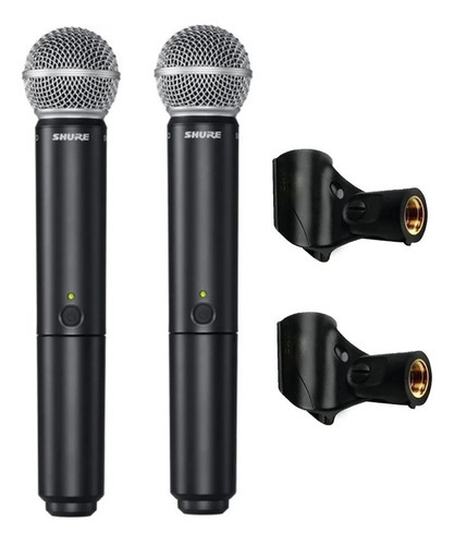 Sistema Sem Fio Shure Duplo Microfone Sm58 Blx288br + Nota Cor Preto