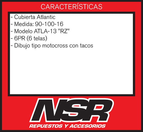 Cubierta 90 100 16 Taco + Alto Cross 6 Telas 6pr Barro Nsr