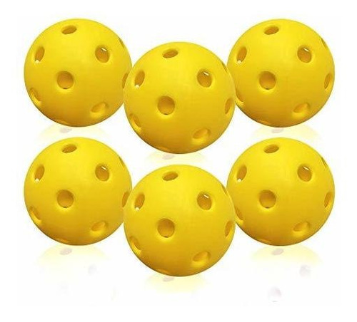 Jenleestar Pickleball Balls Outdoor 6 Pack, Standard 40 Hole